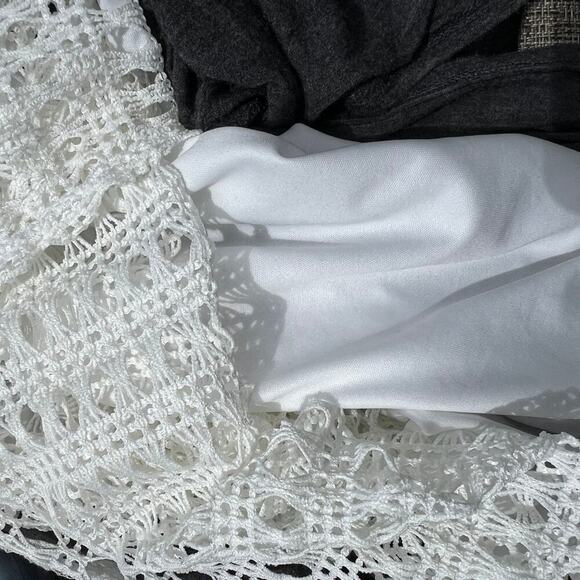 Naif Cardigan with attached lace tank top. Women's size M, charcoal & white - Picture 10 of 10